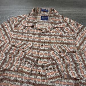 Pendleton Aztec Pearl Snap Shirt Mens Large Frontier Western Button Cotton Retro